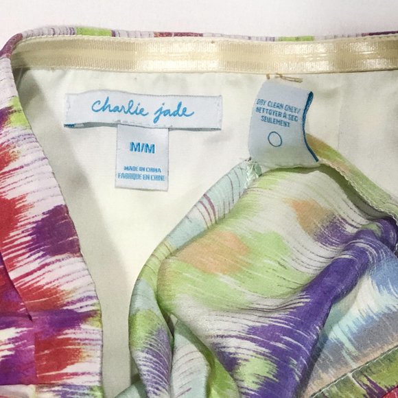 Charlie Jade Womens Size M Multicolored Strapless Pockets Silk Mini Dress - Picture 7 of 7